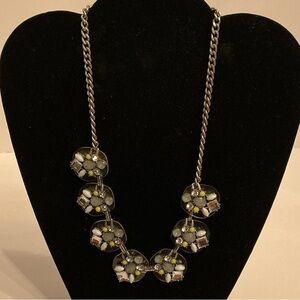 LOFT Silver and green Floral Necklace